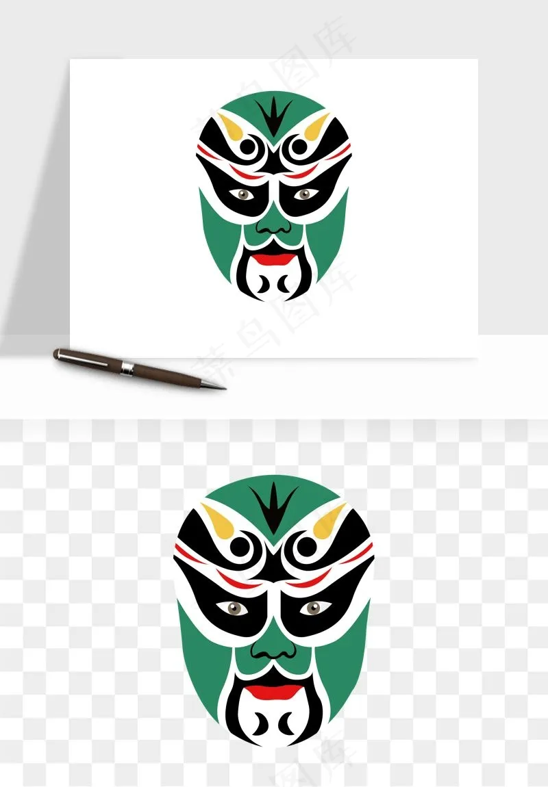手绘戏剧脸谱卡通面具png免抠