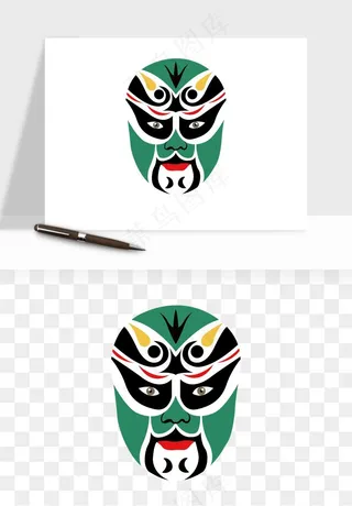 手绘戏剧脸谱卡通面具png免抠