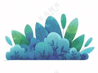 草丛灌木丛绿叶插画免抠