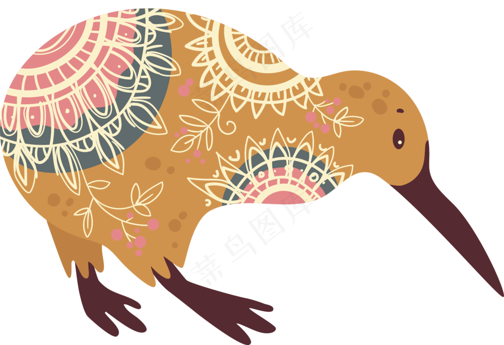 可爱小鸡 小鸟 波西米亚风神秘花纹小动物