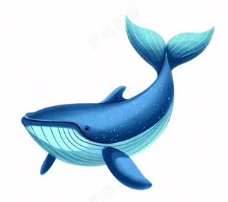海洋鲸鱼动物卡通插画免抠