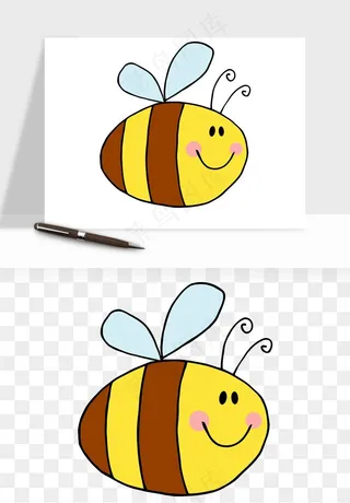 卡通蜜蜂采蜜png免抠