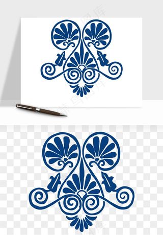 青花瓷花纹花卉图案png免抠