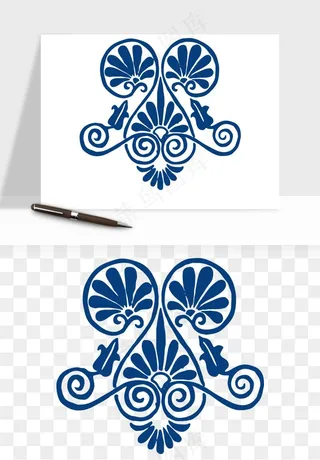 青花瓷花纹花卉图案png免抠