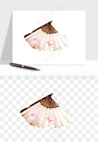 古风扇子元素png免抠