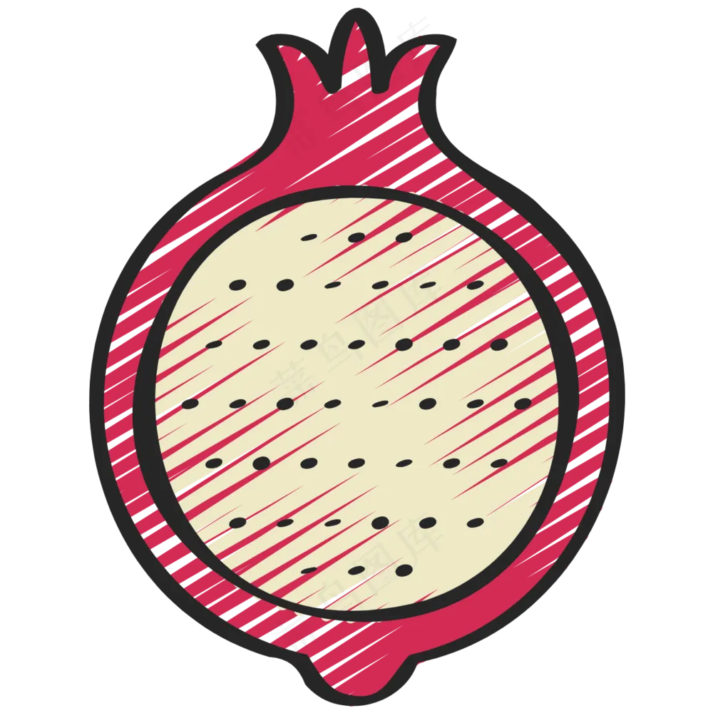 石榴 pomegranate 绿色健康食品 铅笔手绘图标icon