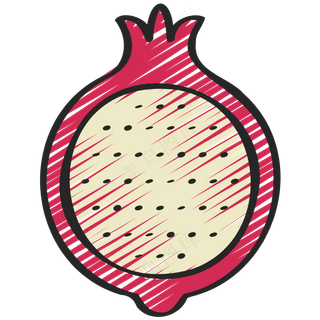 石榴 pomegranate 绿色健康食品 铅笔手绘图标icon