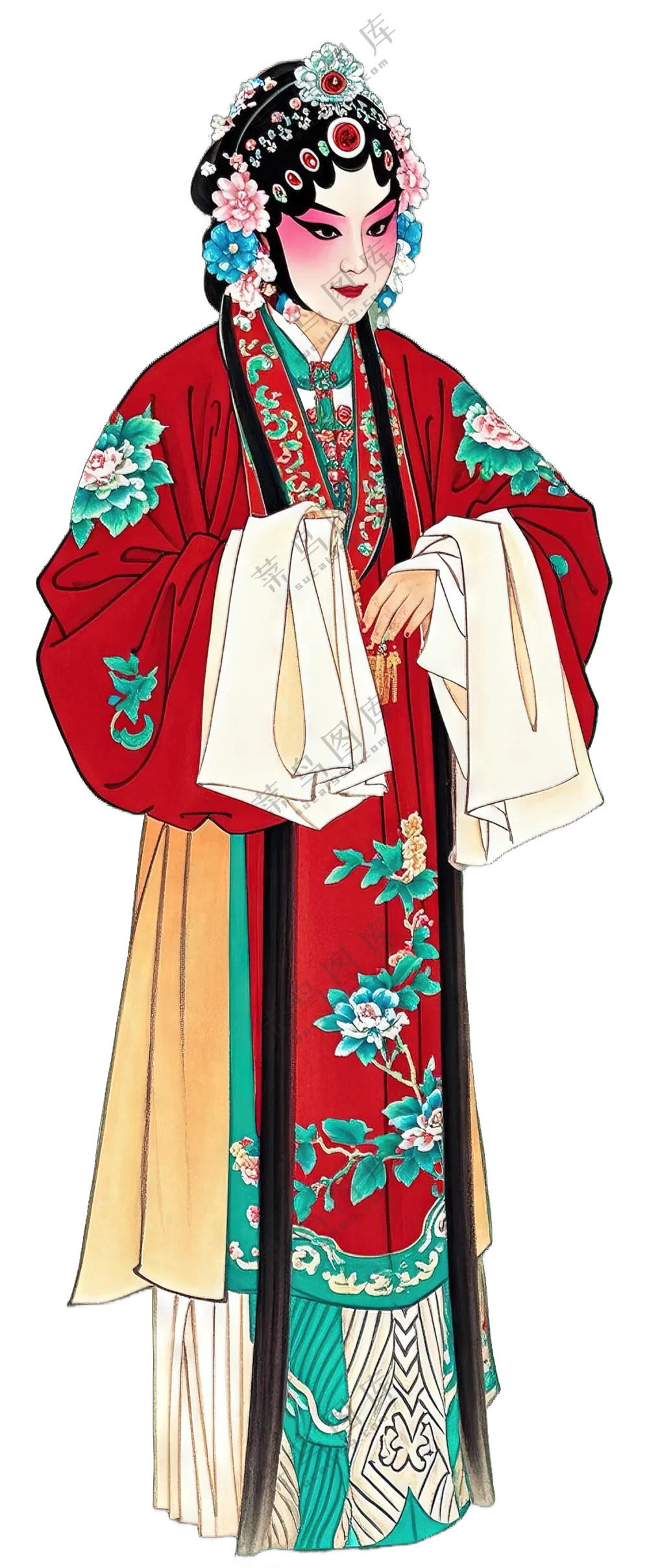免抠中国画中国风花旦京剧人物