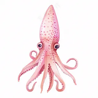 海洋动物章鱼墨鱼鱿鱼卡通插画免抠