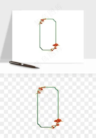 国潮风祥云浪花圆形矩形边框png免抠