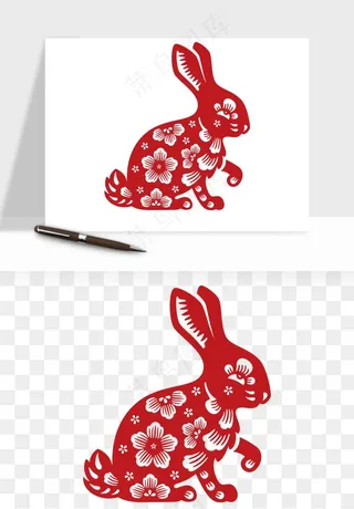 十二生肖剪纸中式纹样图案png免抠