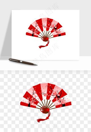 古风扇子元素png免抠