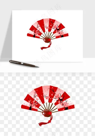 古风扇子元素png免抠