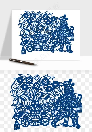 青花瓷花纹花卉图案png免抠