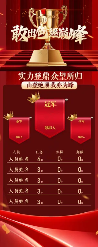 年度颁奖盛典荣誉榜单红色海报