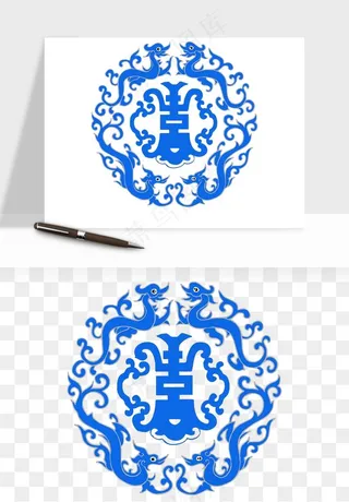 青花瓷花纹花卉图案png免抠