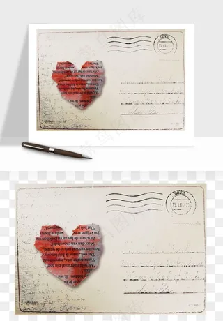 复古明信片信封png免抠