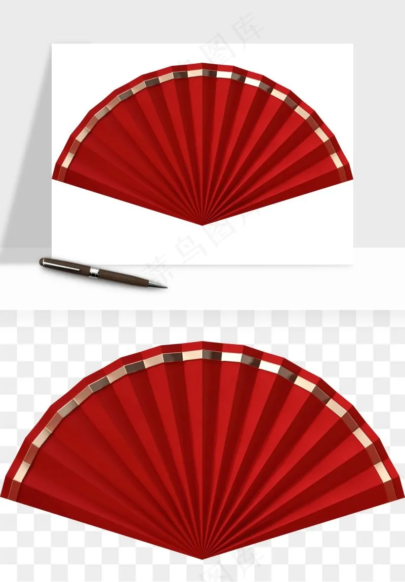 古风扇子元素png免抠