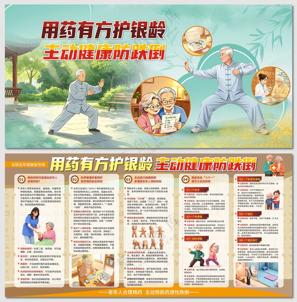 用药有方主动健康防跌倒展板