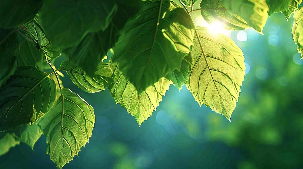 阳光下的植物绿叶立春春分摄影图