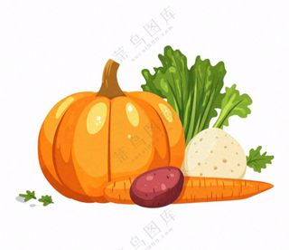蔬菜南瓜青菜插画免抠
