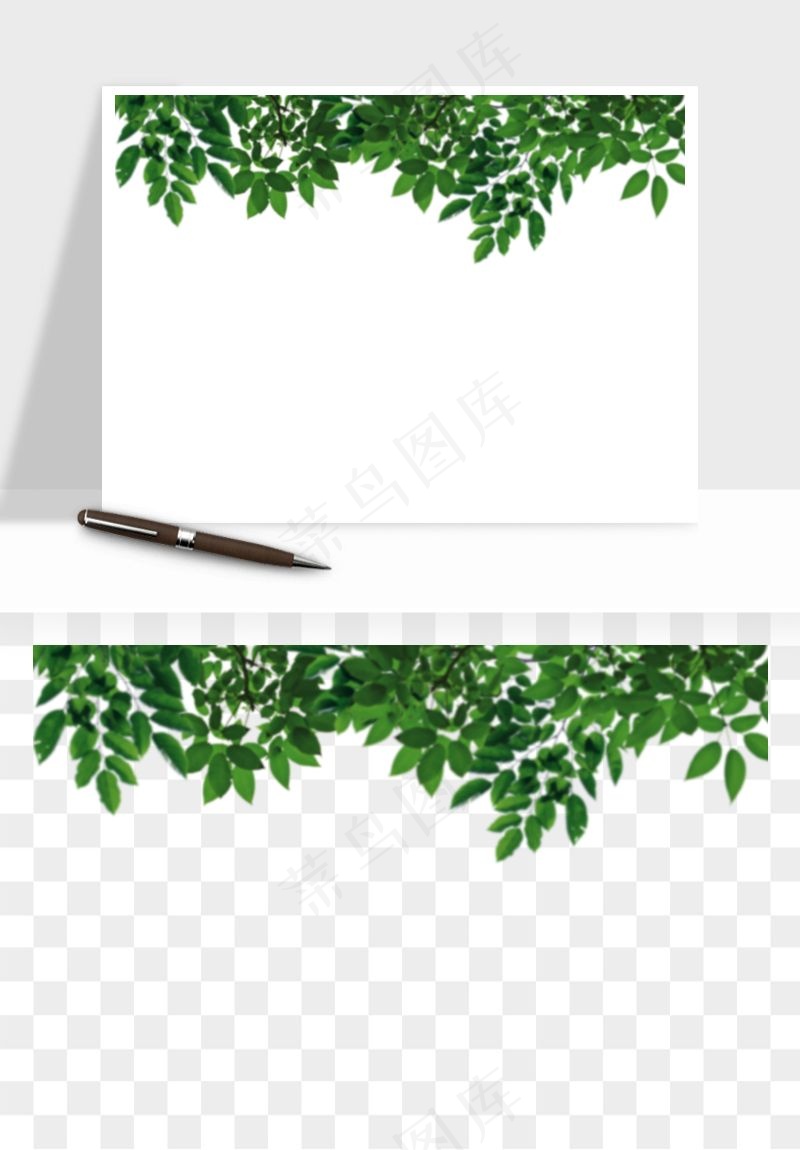 绿叶虚化前景树枝png免抠