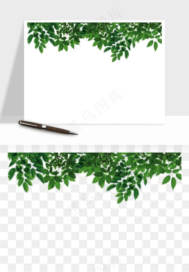 绿叶虚化前景树枝png免抠