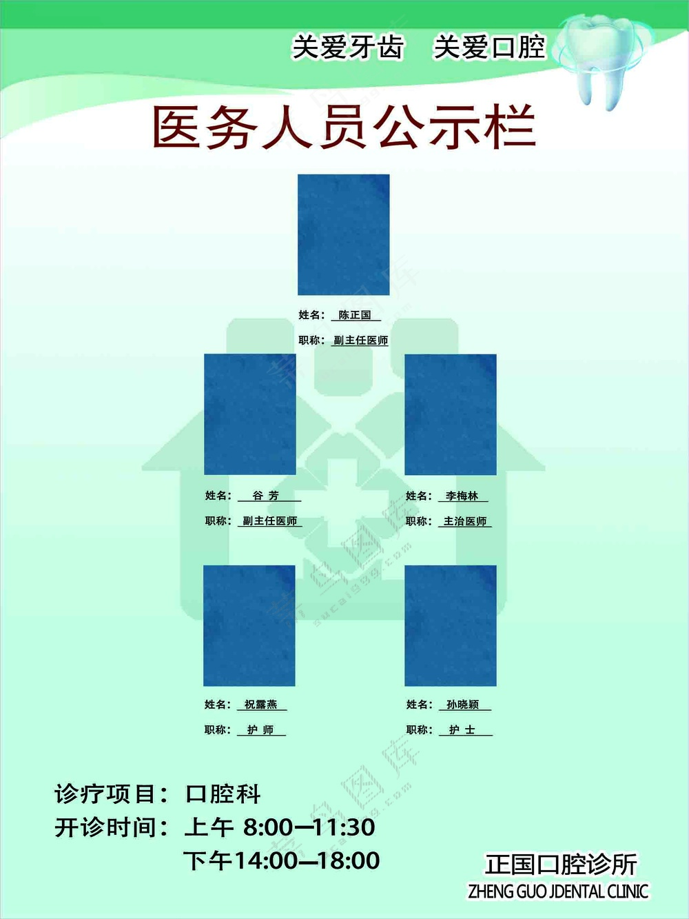 医务人员公示栏