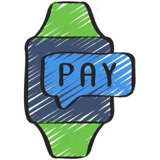 智能手表支付 铅笔手绘图标icon