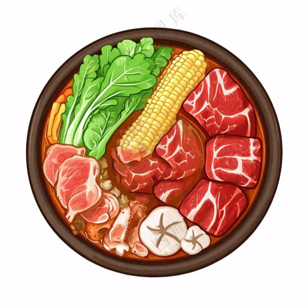麻辣烫火锅烫菜美食插画免抠