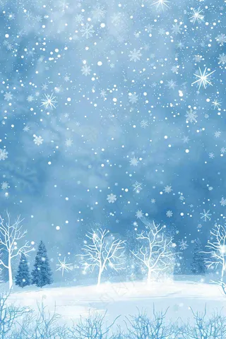 冬天森林雪白世界霜降节气插画背景