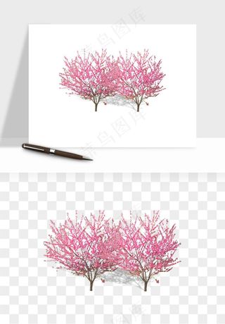 手绘樱花树png免抠