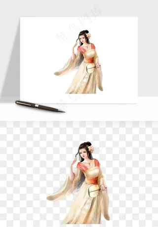 古风美人女子背影png免抠