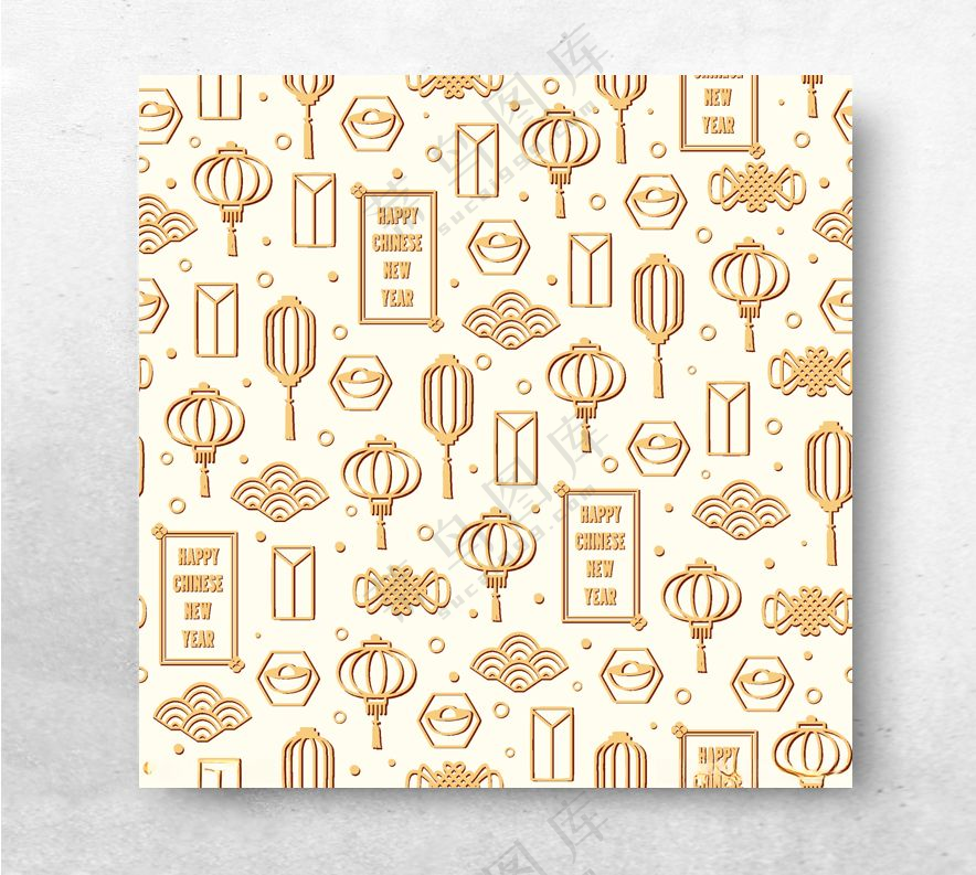 中式传统元素辅助图形组合海报