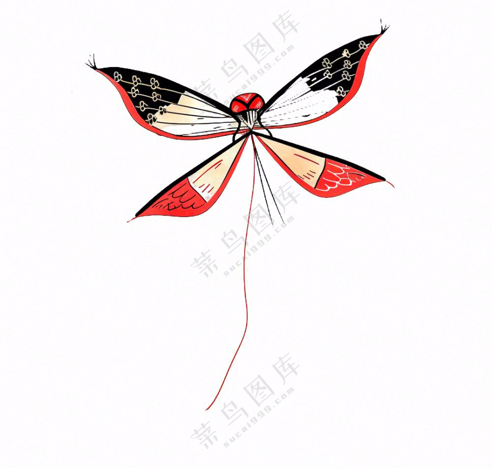 风筝蜻蜓纸鸢插画免抠