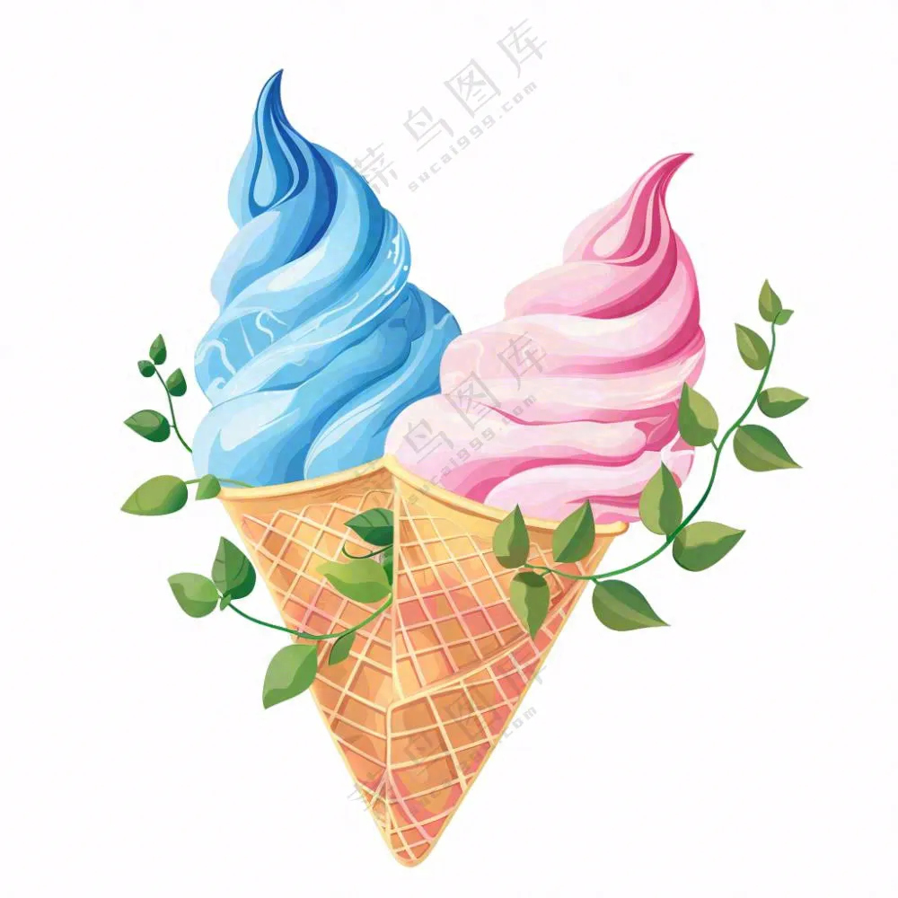 夏日冰淇淋冰凉卡通插画免抠