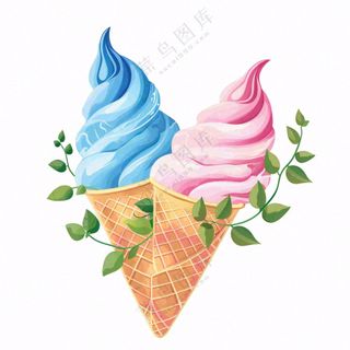 夏日冰淇淋冰凉卡通插画免抠