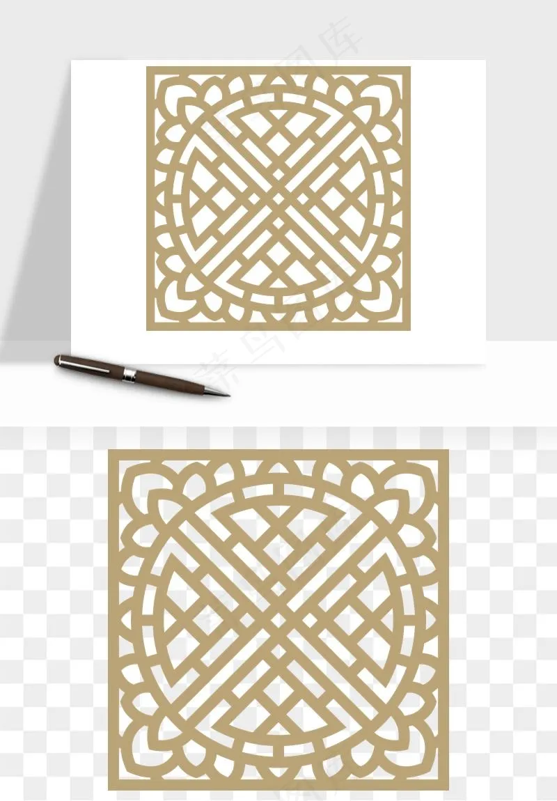 中式镂空古典图案png免抠