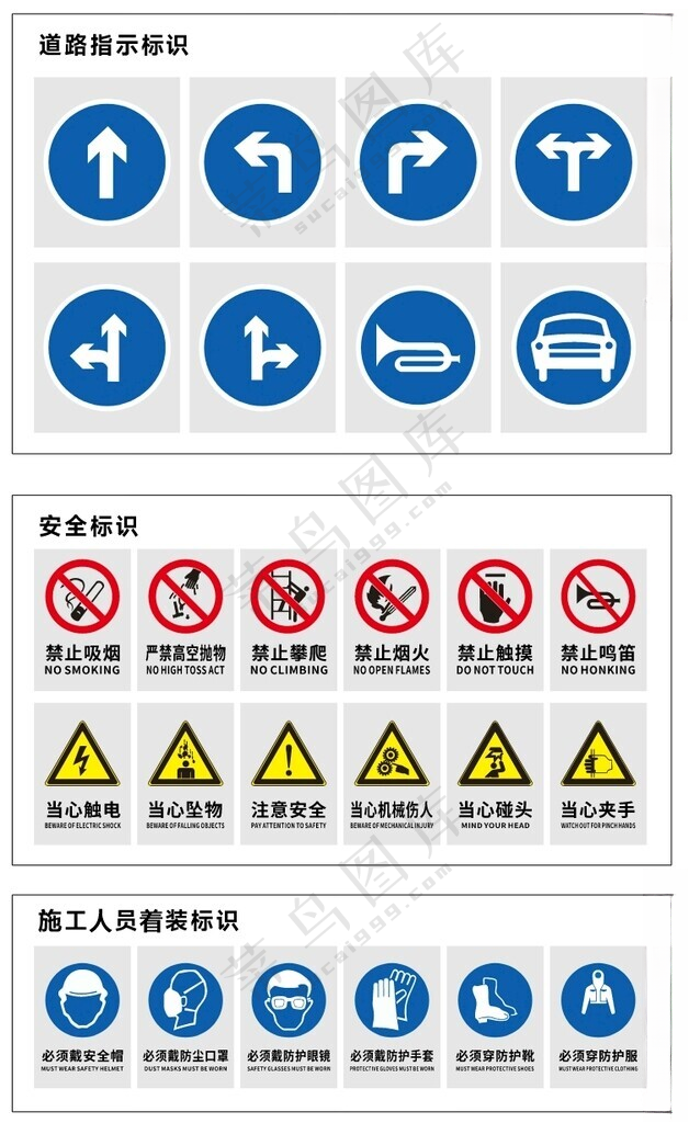工地道路及施工安全标识直行加右转机动车道