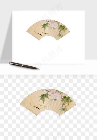 古风扇子元素png免抠