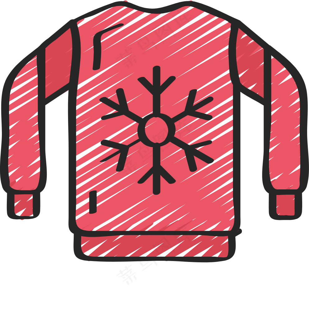 红色冬日毛衣 铅笔手绘图标icon