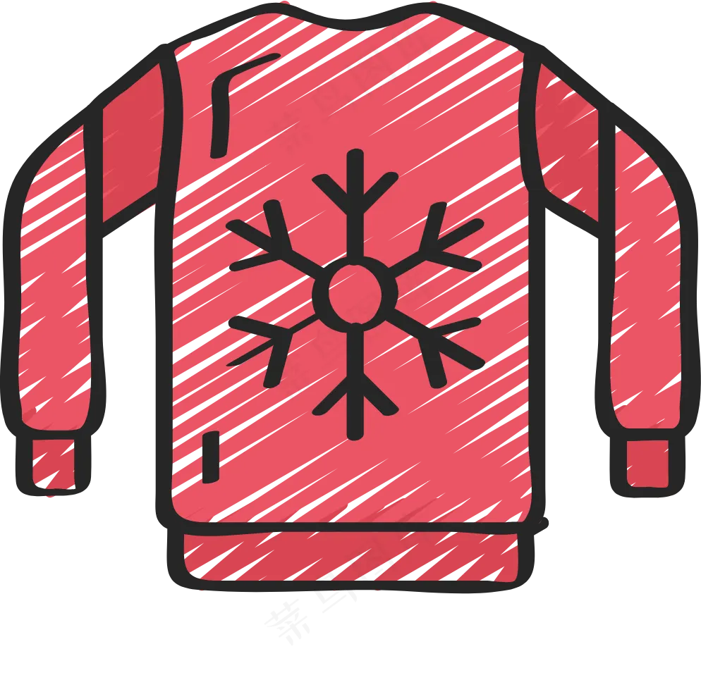 红色冬日毛衣 铅笔手绘图标icon