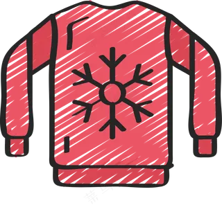 红色冬日毛衣 铅笔手绘图标icon