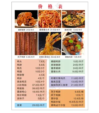 酱香猪蹄价目表