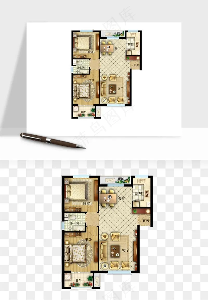 楼盘户型建筑图png免抠