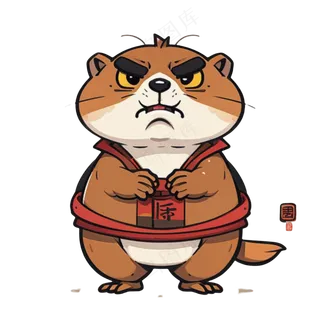 生气土黄色卡通黄鼠狼免抠图