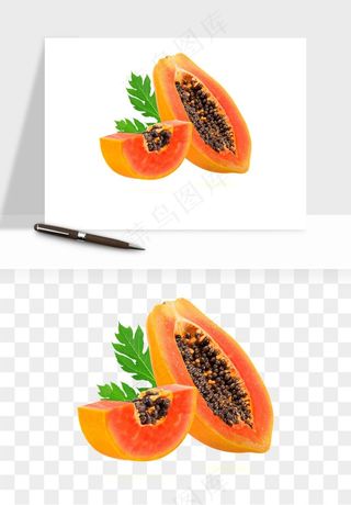 木瓜水果png免抠
