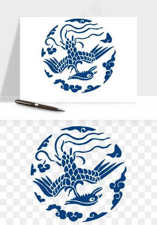 青花瓷花纹花卉图案png免抠