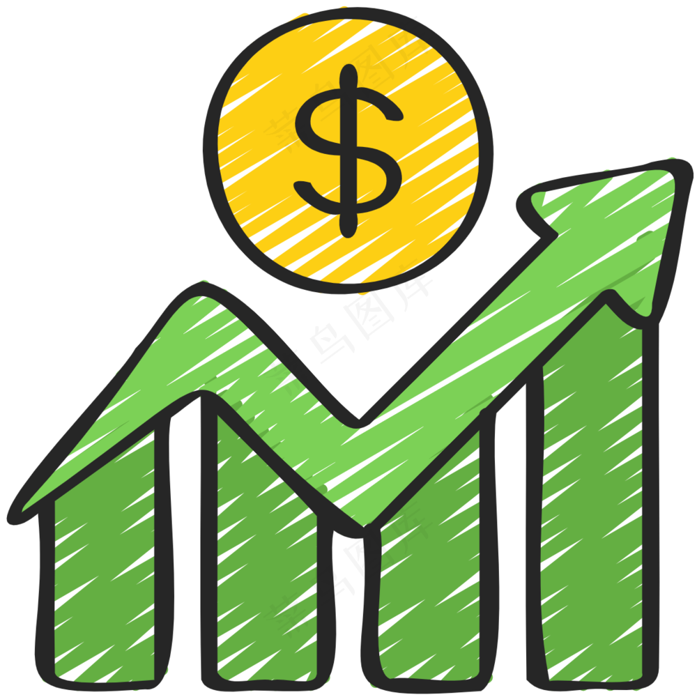 利润增长 赚钱 铅笔手绘图标icon