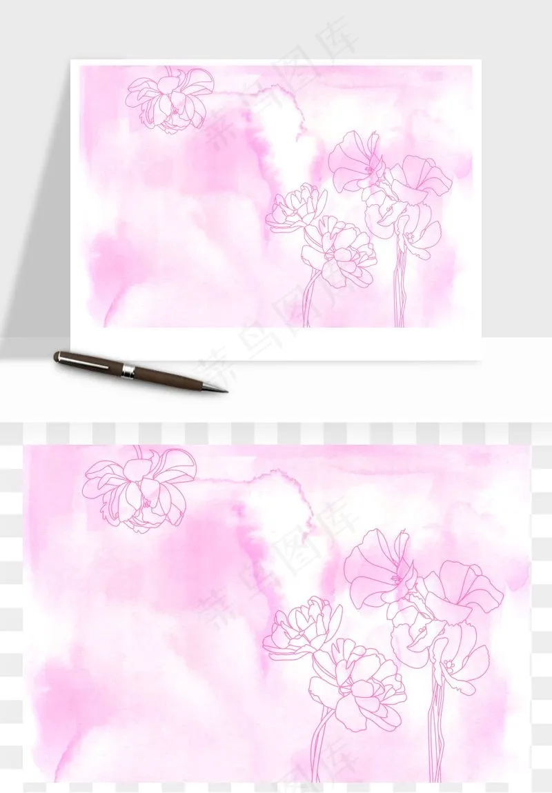 水彩花卉手绘矢量背景